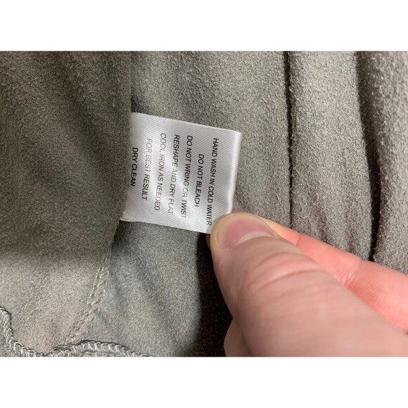 Large (L) Pink Rose Gray Faux Suede Microfiber Fringe Kimono Cardigan Vest - Picture 10 of 16